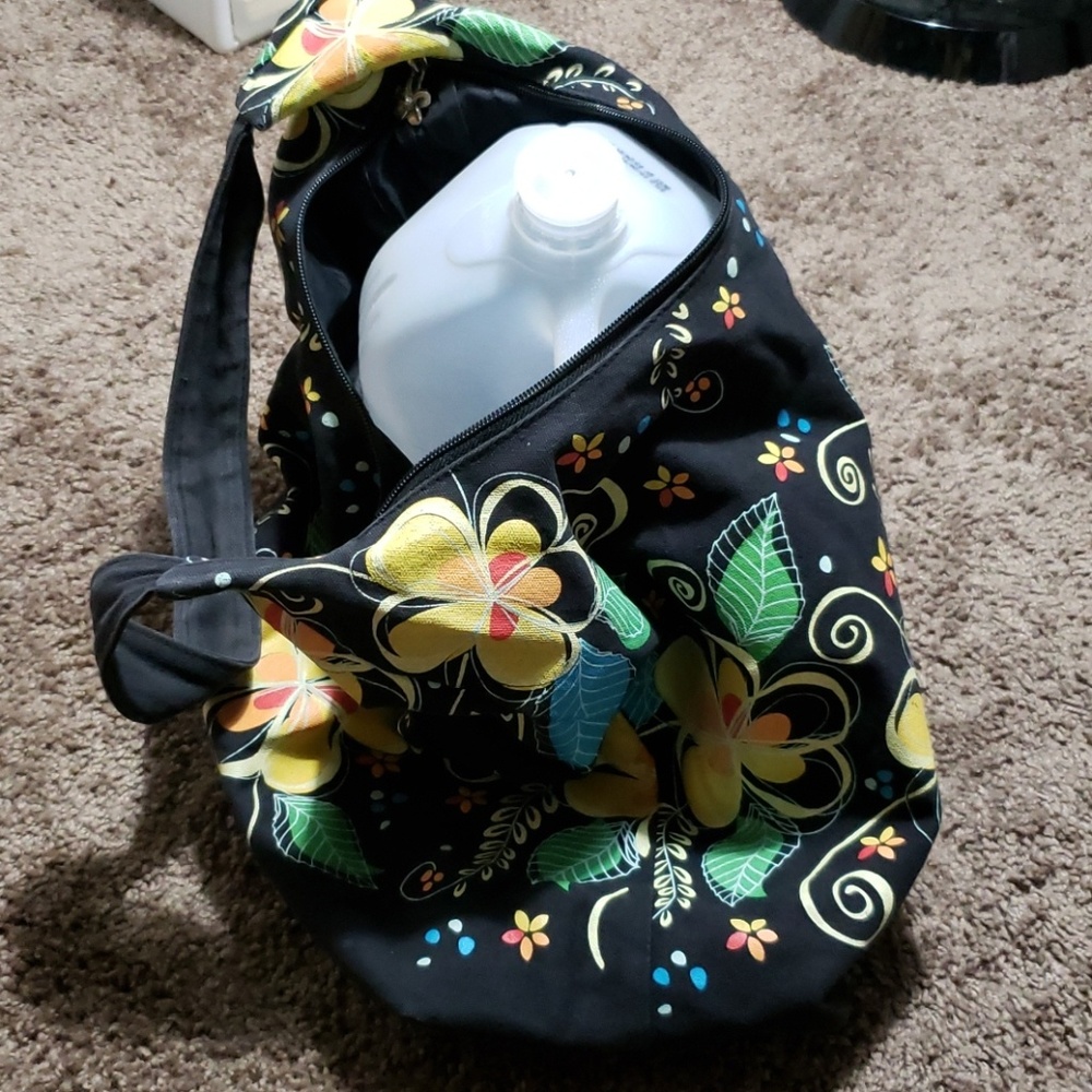 Black Yellow Flowered Multi Colored Shoulder Sac - image 5